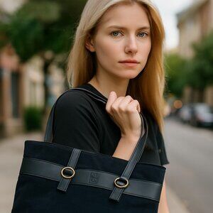 Givenchy Parfums Tote Bag Black Suede Purse Handbag Laptop Travel